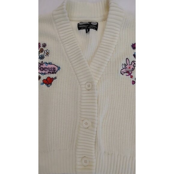 Jim Benton Broken Promises It's Happy Bunny “Let’s Focus On Me” Crop Cardigan L - Picture 5 of 13